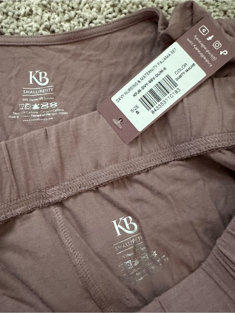 Kindred Bravely Davy Maternity & Nursing Sleep Pajama Set - Dusty Mauve - Picture 6 of 8